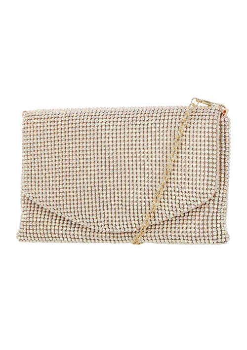 Jessica McClintock Mcclintock Raina    V Flap Diamond Mesh Clutch