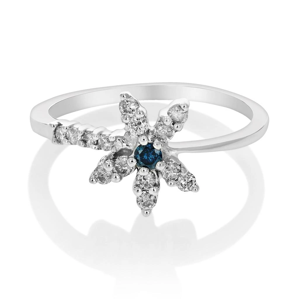 Vir Jewels 0.35 cttw Blue Diamond Ring Fashion Round 10K White Gold 4