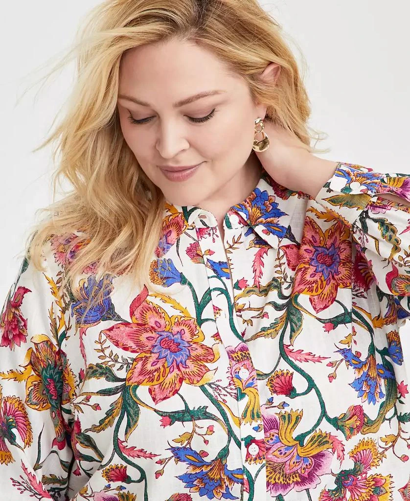 JM Collection Plus Size Printed Button-Front Shirt, Exclusively at Macy's 3