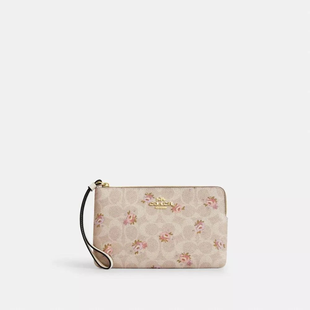 Coach Large Corner Zip Wristlet In Signature Canvas 1