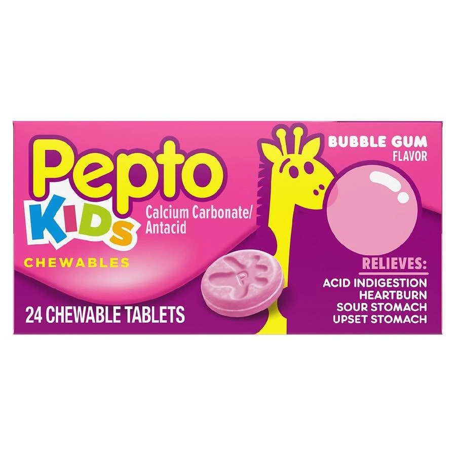 Pepto Kids Chewable Antacid Tablets Bubble Gum
