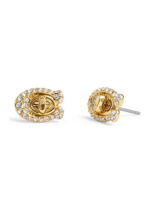 Coach Signature C Pav Turnlock Stud Earrings 1