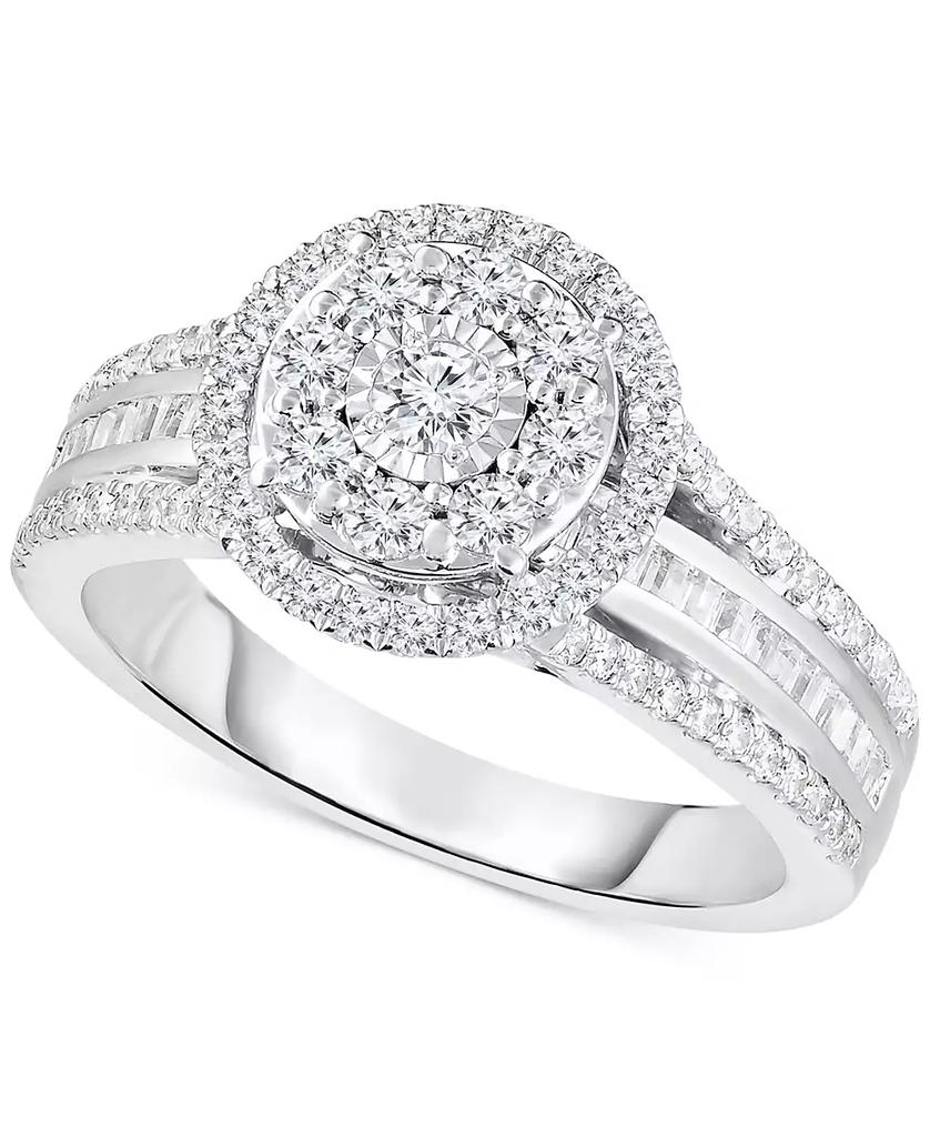 TruMiracle Diamond Halo Cluster Engagement Ring (1 ct. t.w.) in 10k White Gold