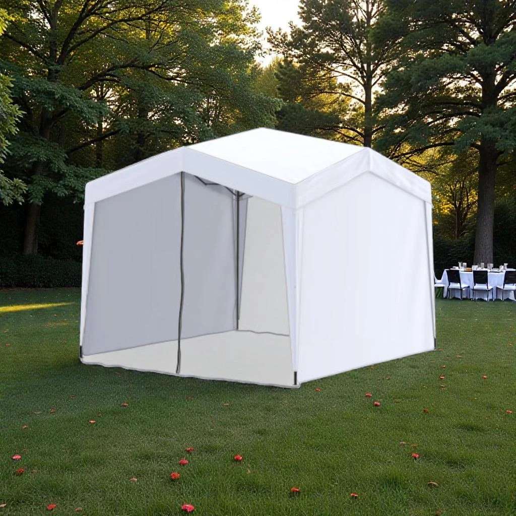 Hivvago Collapsible Canopy Shelter with 4 Mesh Curtains and Rolling Transport Bag