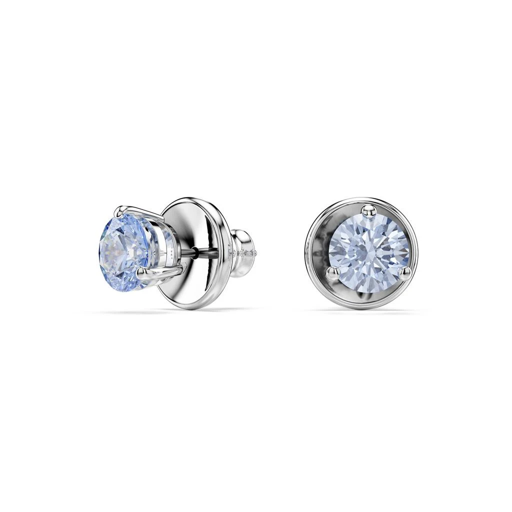 Swarovski Solitaire stud earrings round cut blue rhodium plated 2