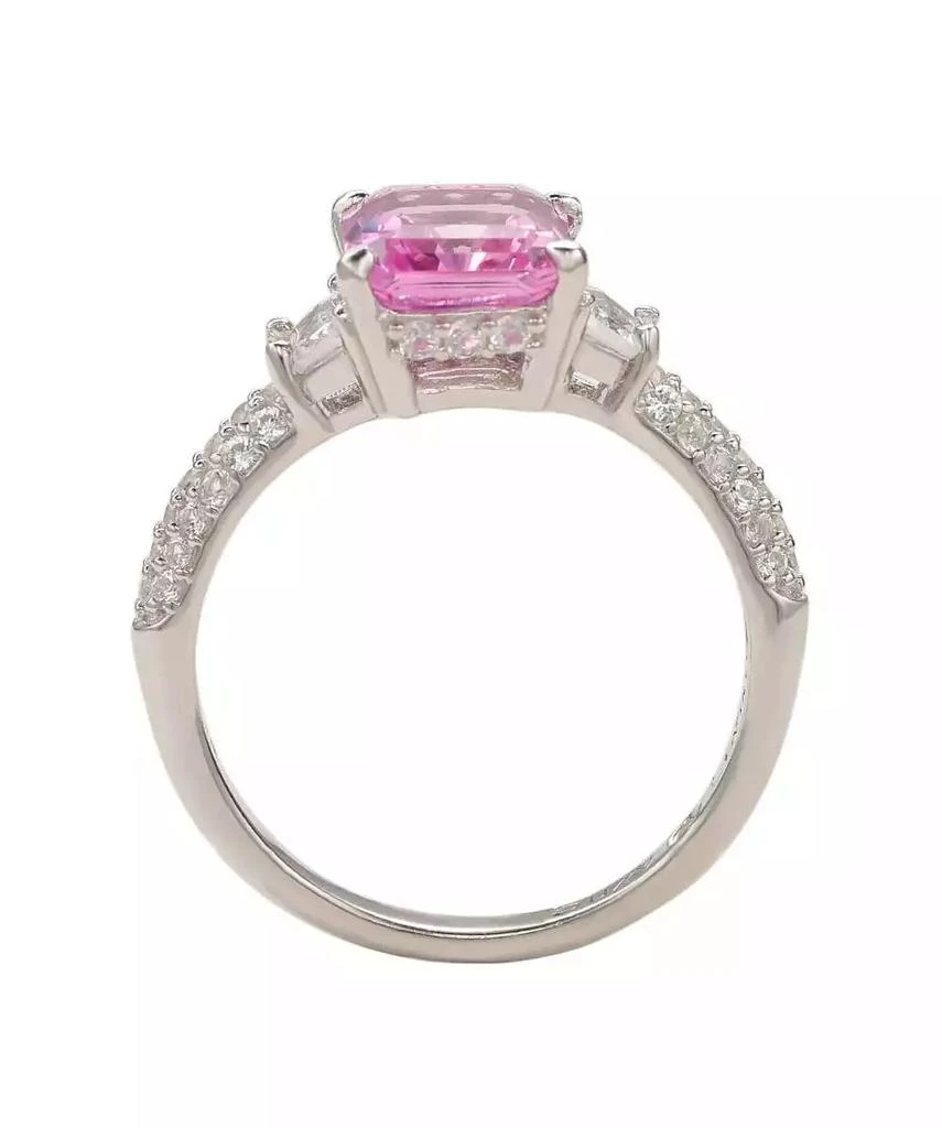 Suzy Levian New York Suzy Levian Sterling Silver Sapphire 
Created White Sapphire Emerald Cut Proposal Ring 2