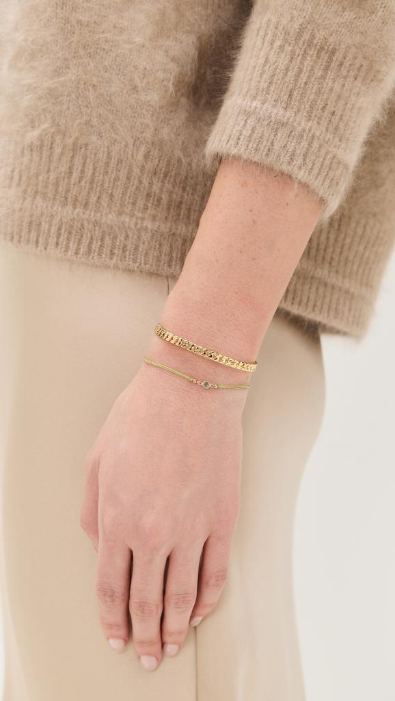 Zoe Chicco 14k Gold Floating Emerald on Light Green Cord Bracelet