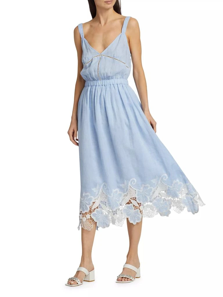 Ramy Brook Aubriella Linen Lace-Trimmed Midi-Dress 2