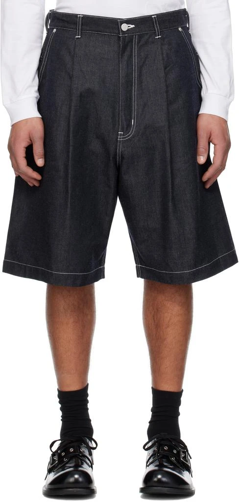 Comme des Garcons Navy Cotton Nylon Denim Shorts 1