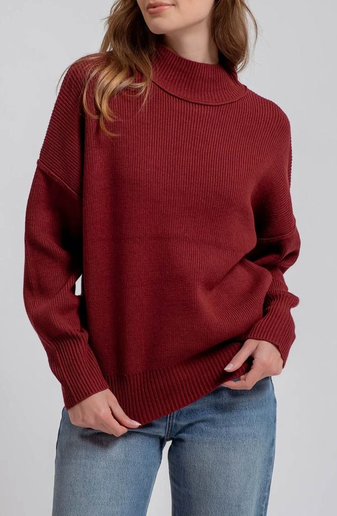 Blu Pepper Mock Neck Ribbed Sweater 1