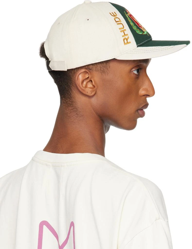 Rhude Off-White & Green Racing Crest 6-Panel Cap 3