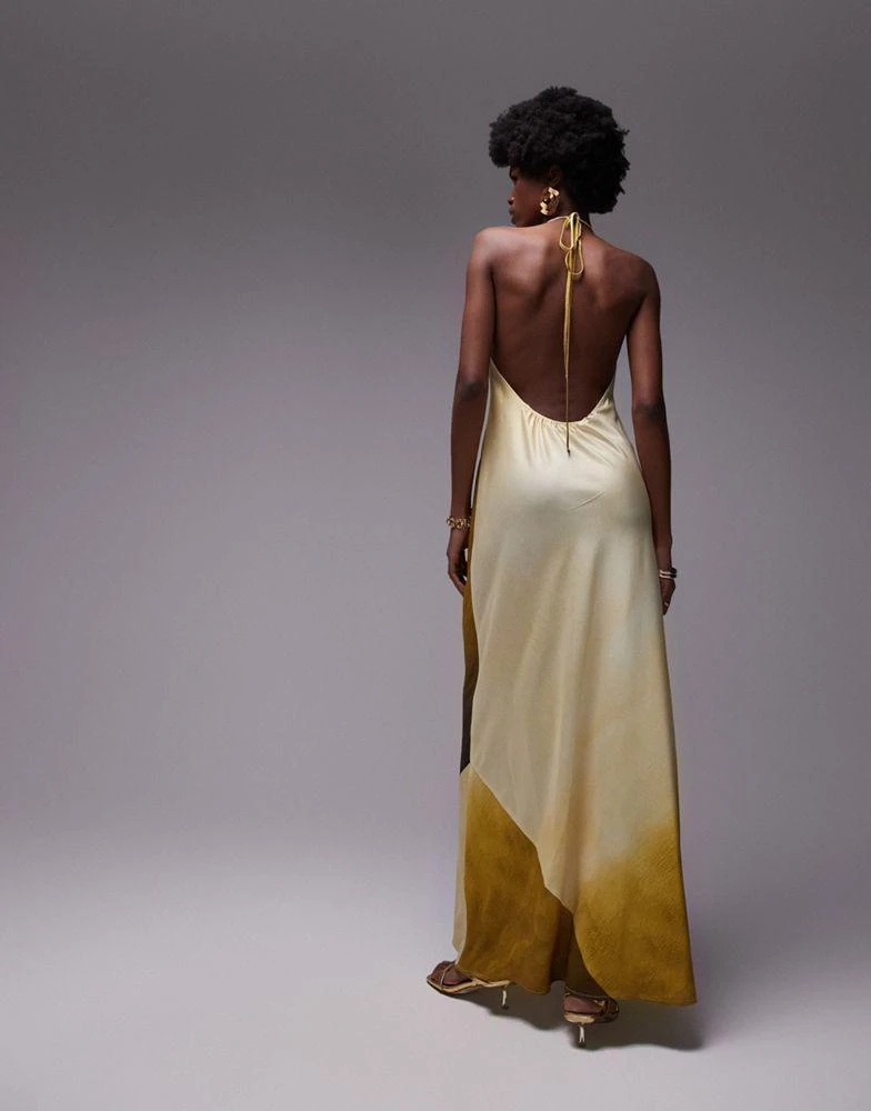 Topshop Topshop halter maxi dress in green ombre 4