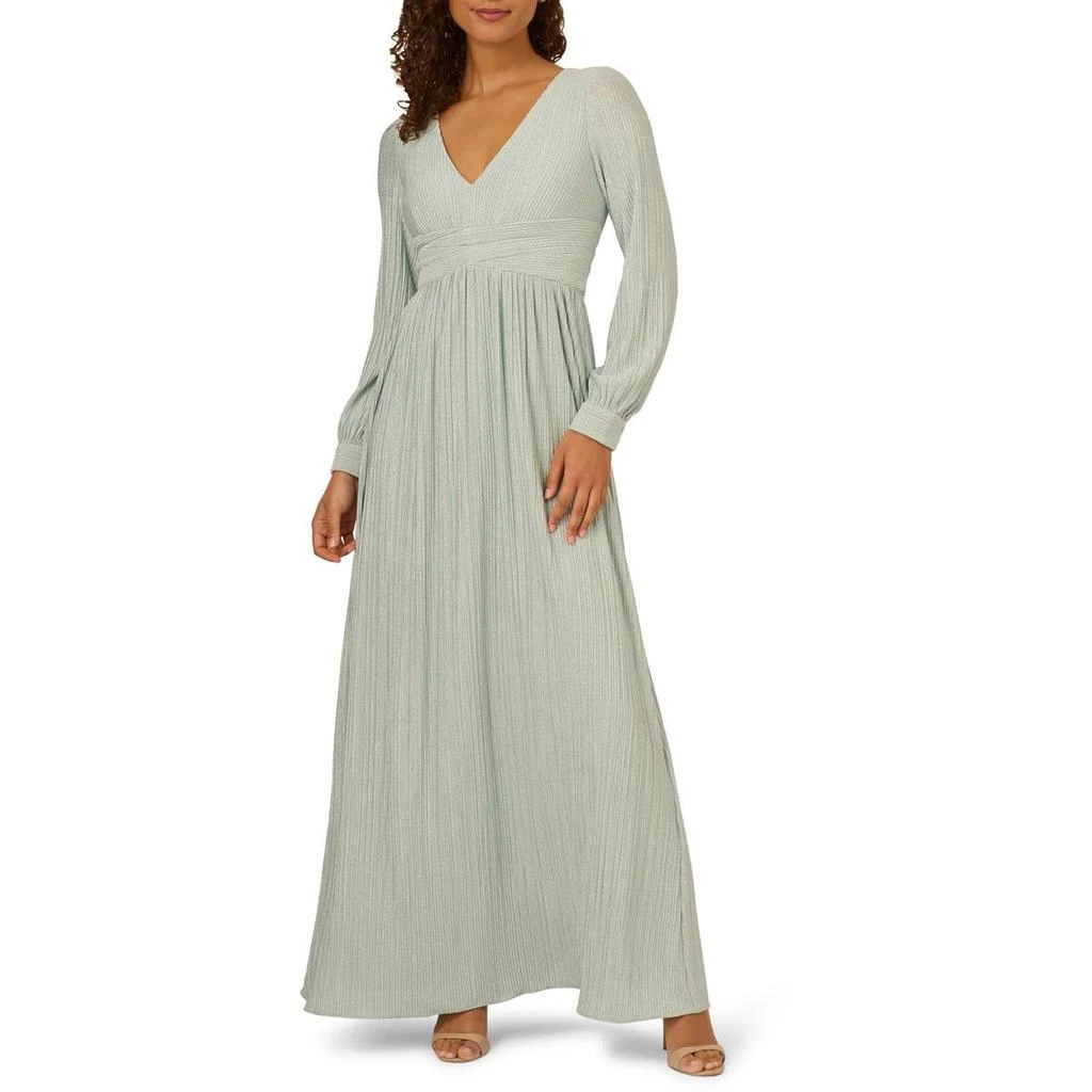 Adrianna Papell Womens V-neck Pleated Evening Dress 1