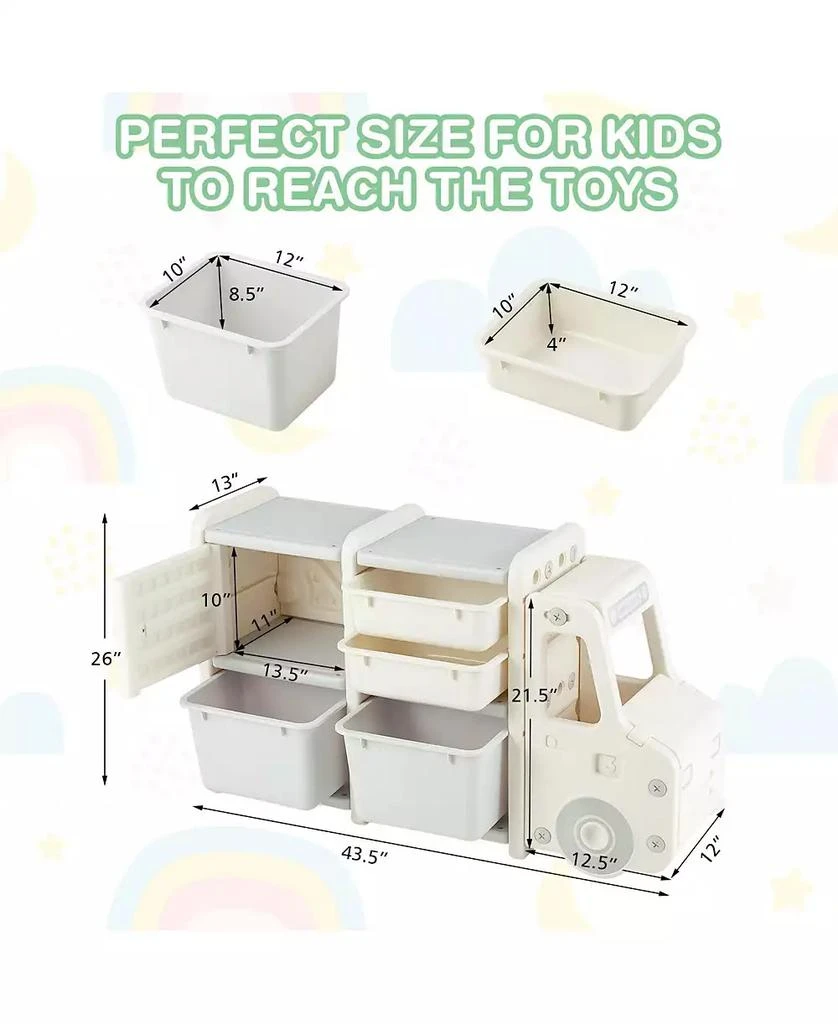 GOUUN Toddler Truck Storage Organizer with Plastic Bins 4