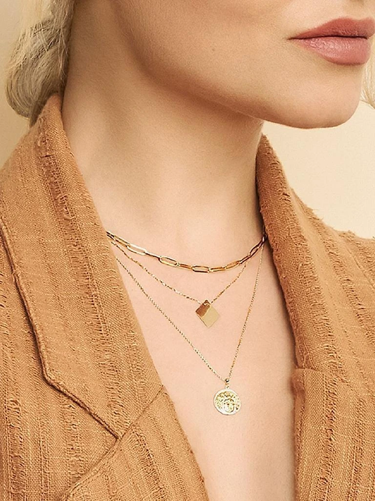 Oradina 14K Yellow Gold Greek Medusa Medallion Necklace 5
