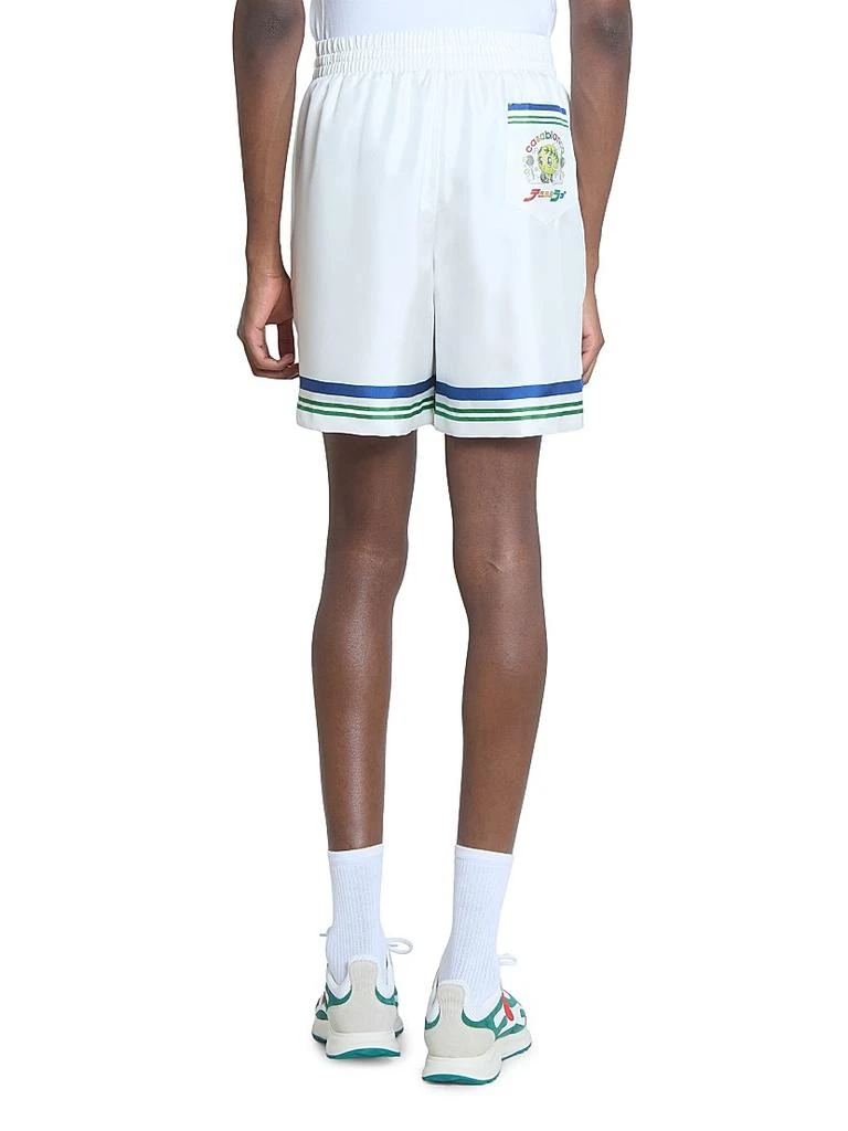 Casablanca Tennis Ball Striped Silk Shorts 5