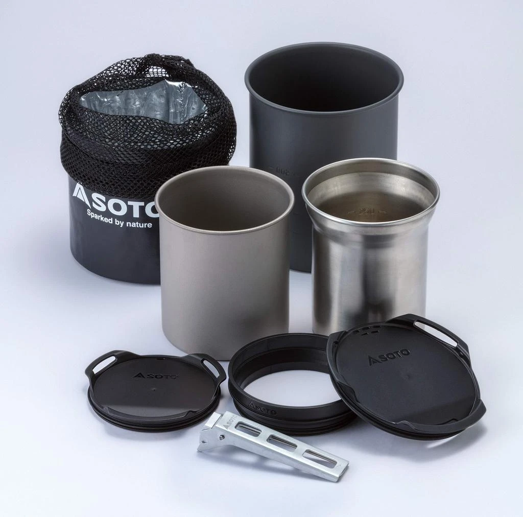 SOTO SOTO Thermostack Camping Cooking Set - Multi-Functional Camping Pot Set, Camp Cookware Set for Outdoor Backpacking Camping Hiking Picnic, Included Cozy/Storage Pouch 1
