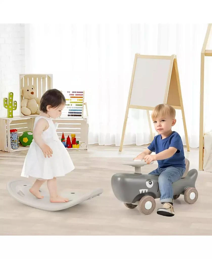 Costway Convertible Rocking Horse & Sliding Car with Detachable Balance Board 4