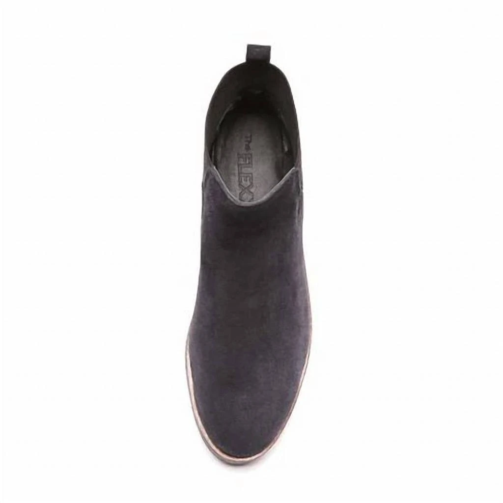 The FLEXX Coral Suede Wedge Booties In Dark Blue 2