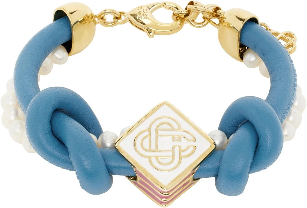 Casablanca Blue & White Knotted Pearl Bracelet 1