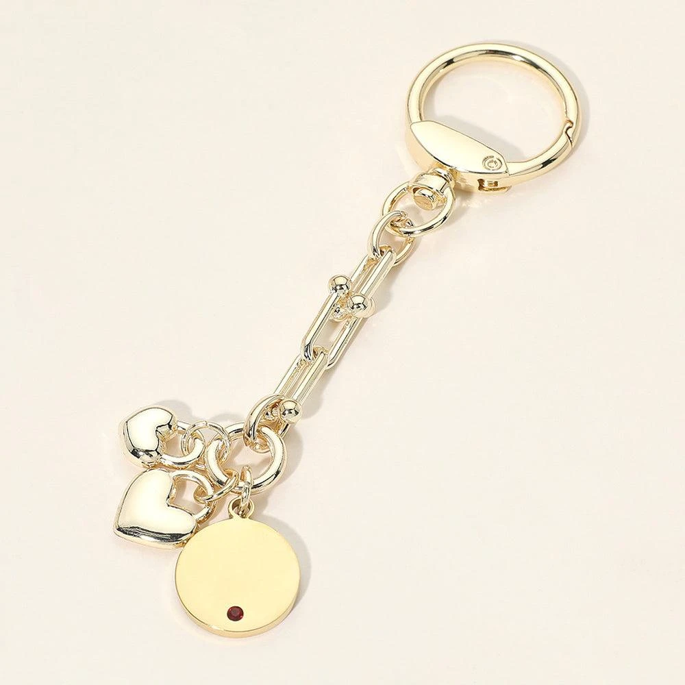 FASHNZFAB 14K Gold Plated Heart Disc Charm Keychain Bag Charm