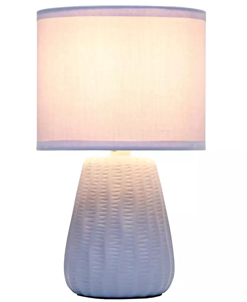 Simple Designs 11.02" Traditional Mini Modern Ceramic Texture Pastel Accent Bedside Table Desk Lamp with Matching Fabric Shade 32
