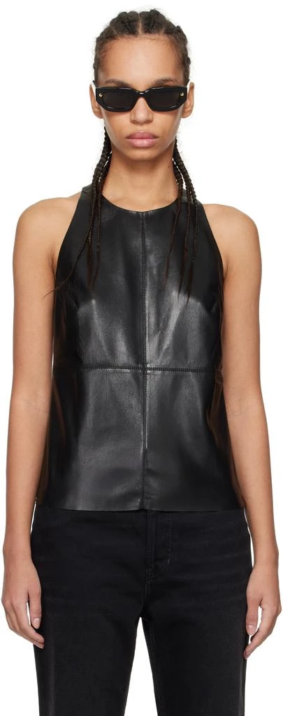 Nanushka Black Teza Faux-Leather Tank Top 1