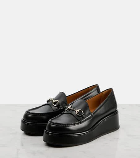 Gucci Horsebit leather wedge loafers 5