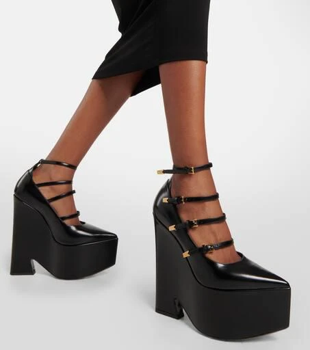 Versace Tempest leather platform pumps 4