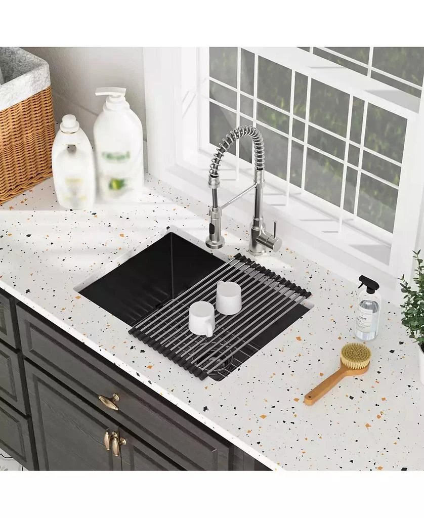 Flynama huluwat 24x18x12 Inch Undermount Gunmetal Black Laundry Utility Sink 16 Gauge T304 Stainless Steel Deep Single Bowl