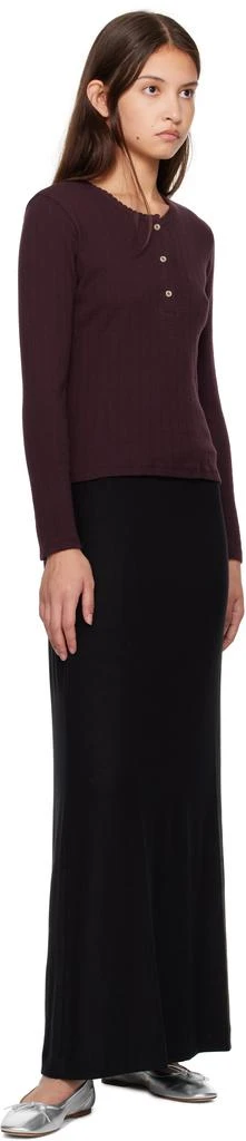 LESET Purple Pointelle Long Sleeve Henley 4