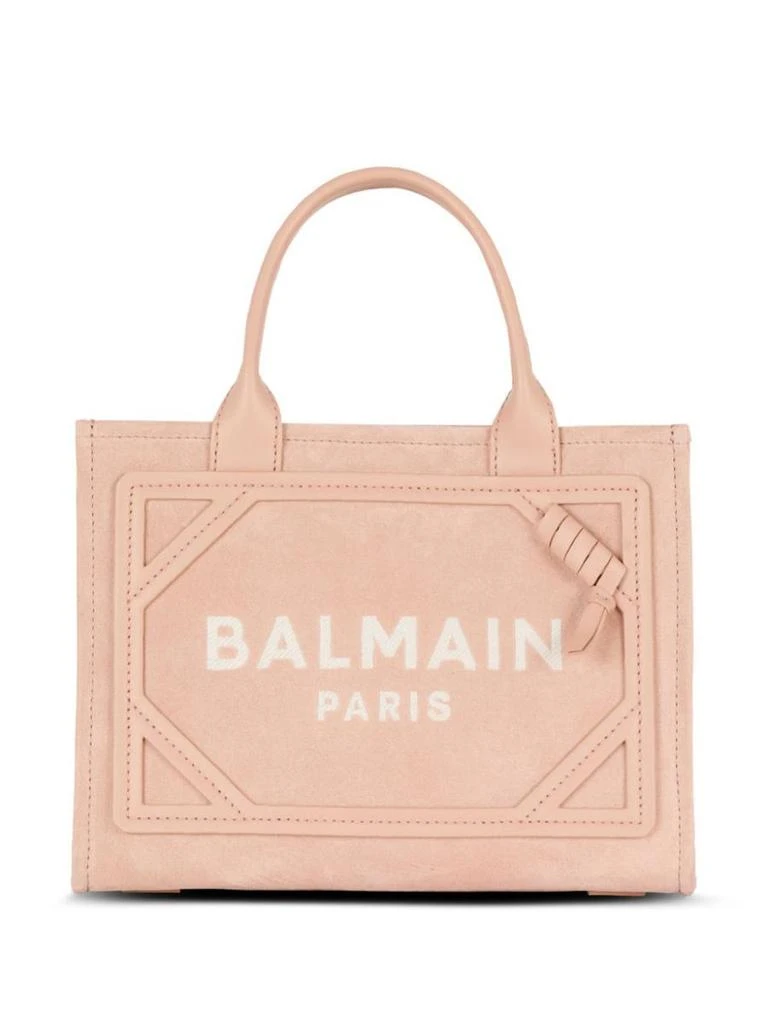 Balmain Balmain Small B-Army Shopper Bag In Pink Suede 1