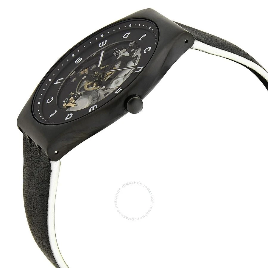 Swatch White Side Quartz Black Skeleton Dial Men's Watch SS07B101 2
