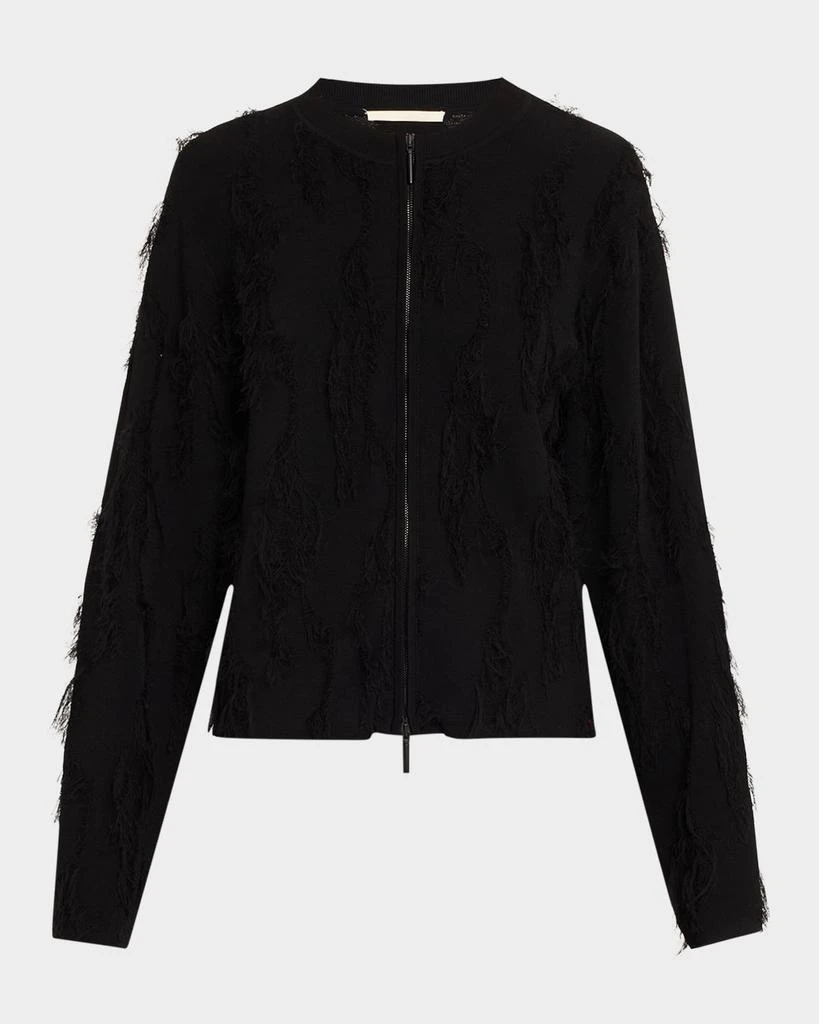 Jason Wu Brushstroke Fray Jacquard Zip-Up Cardigan 1