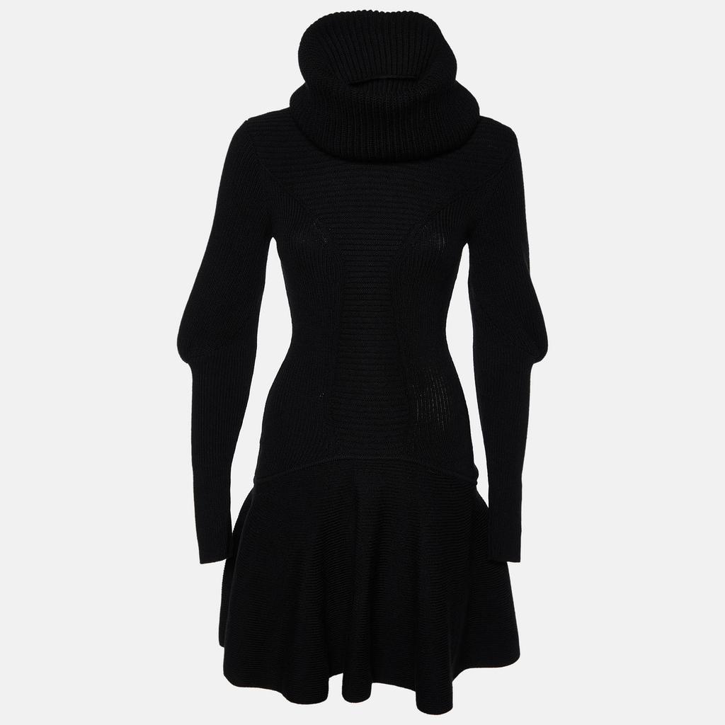 Alexander McQueen Alexander McQueen Black Rib Knit Detachable Collar Short Dress S