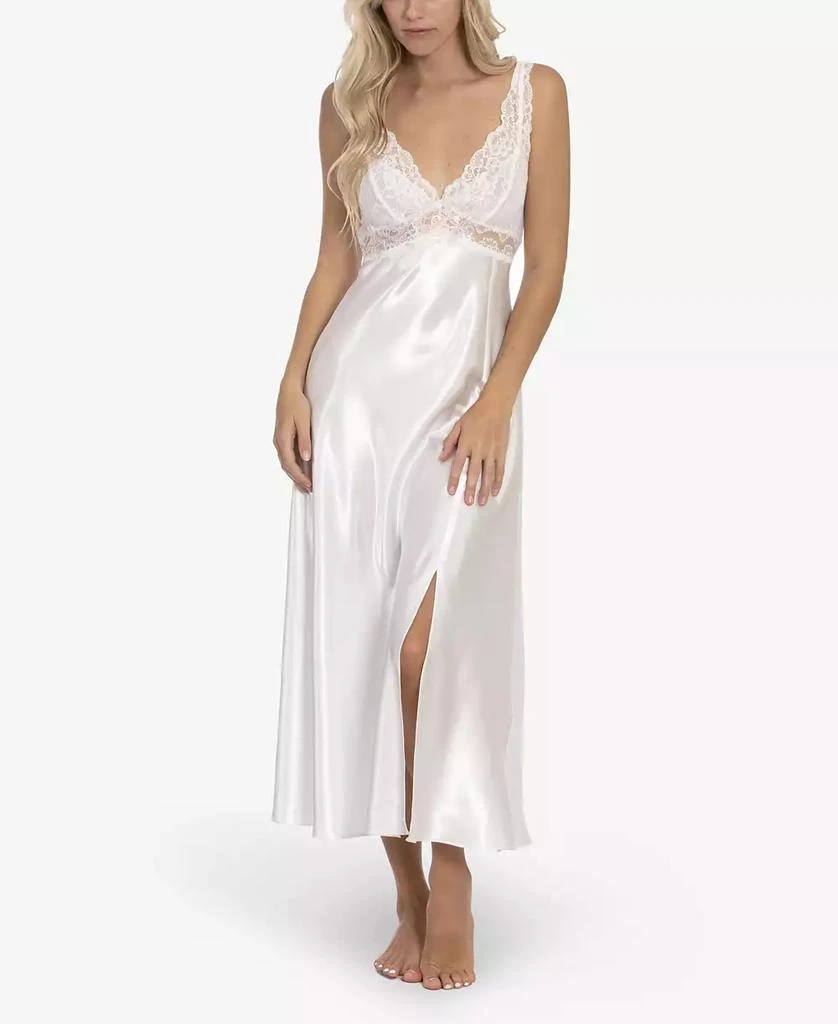 Linea Donatella Women's Bridal Bouquet Solid Satin Charmeuse Gown Lingerie 1
