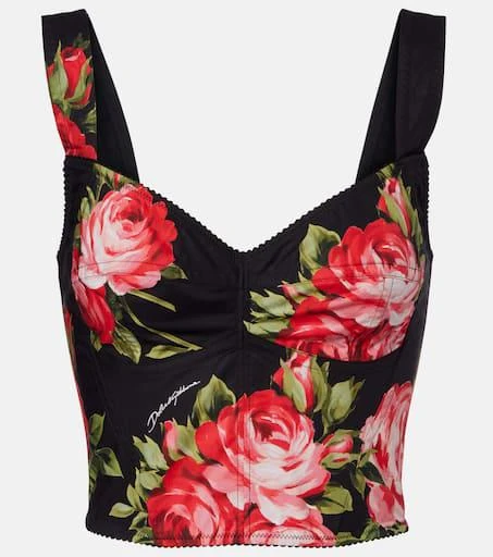 Dolce 
Gabbana Floral cotton-blend bustier top