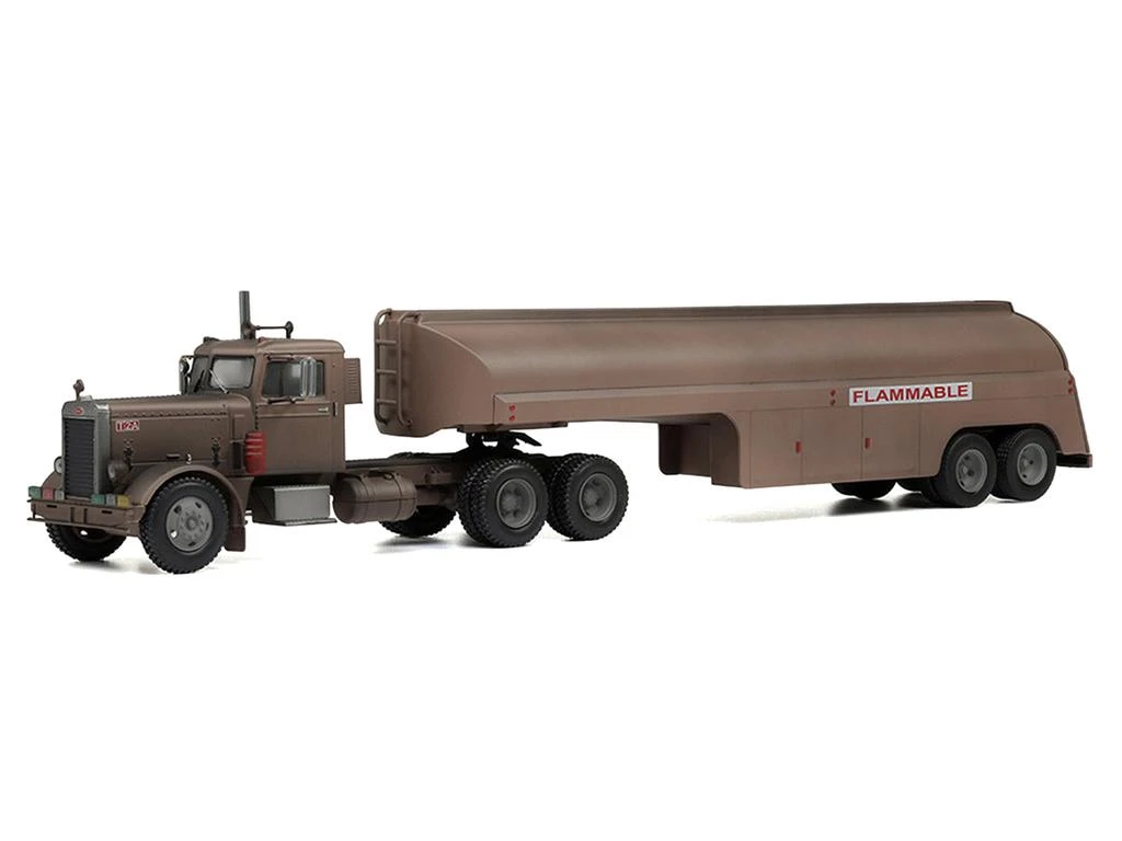 IXO 1955 Peterbilt 281 Truck with Tank Trailer Brown (Weathered) 1/43 Diecast Model by  Models 2