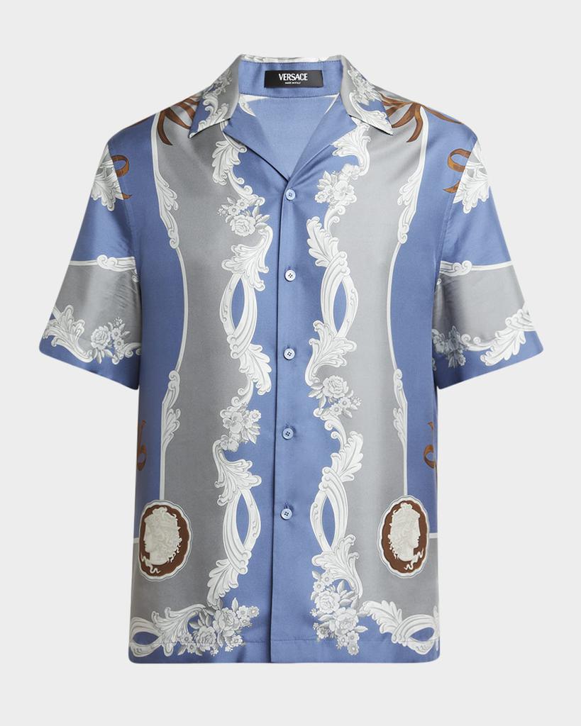 Versace Men's Medusa Cameo Silk Camp Shirt