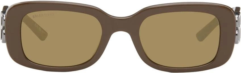 Balenciaga Brown Dynasty Rectangle Sunglasses - Accessories  display picture 3