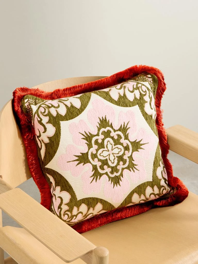 LA DOUBLE J Fringed Chenille-jacquard Cushion