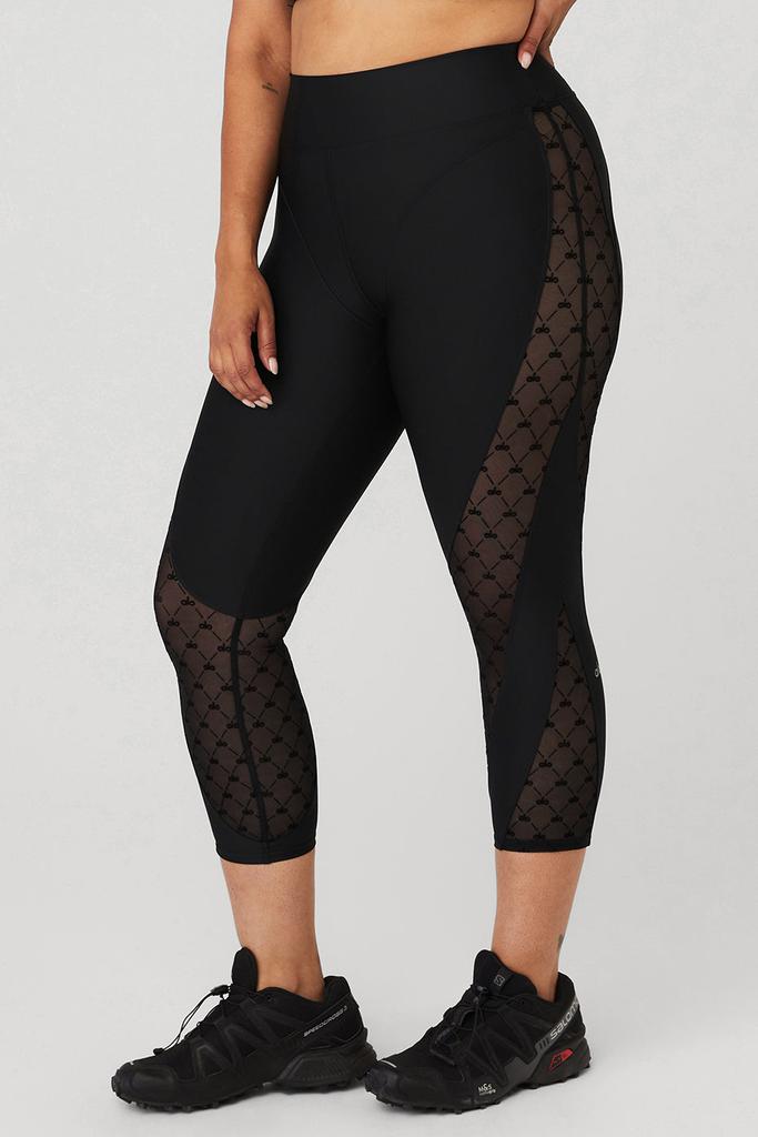Alo Airlift Mesh High-Waist Celeste Capri - Black - Pants