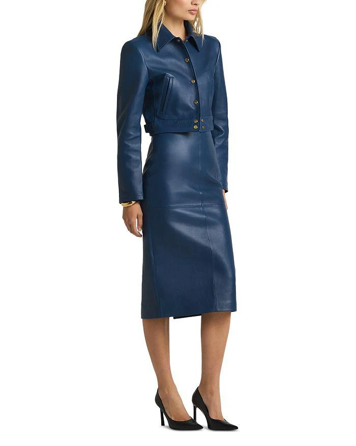 St. John Cropped Leather Jacket 4