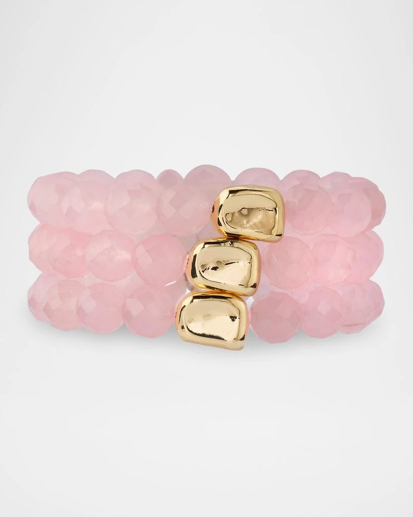 Devon Leigh Rose Quartz and Gold Accent Multi-Strand Stretch Bracelet 1