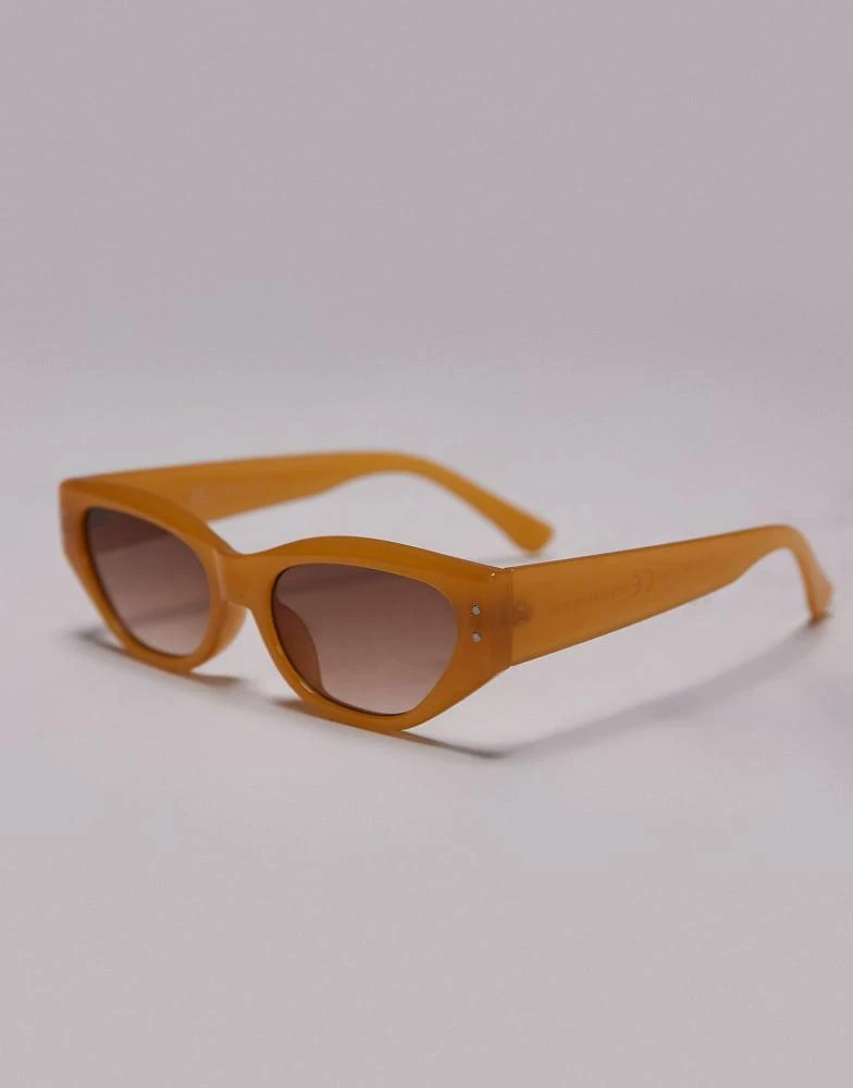 Topshop Topshop Bali narrow angular cat eye sunglasses in yellow 3