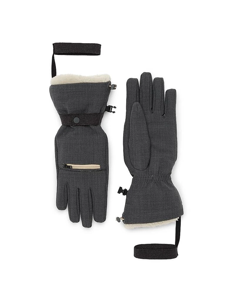 Brunello Cucinelli Tropical Luxury Wool Gloves with Shearling Insert and Monili 1