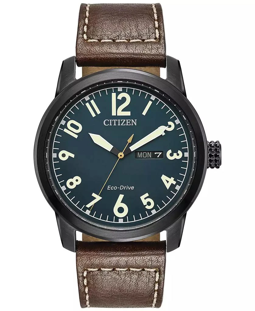 Citizen Men's Eco-Drive Military Brown Leather Strap Watch 42mm BM8478-01L 1