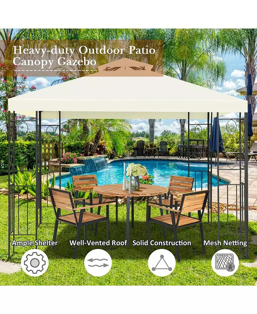 Costway 2 Tier 10'x10' Patio Gazebo Canopy Tent Steel Frame Shelter Awning 9