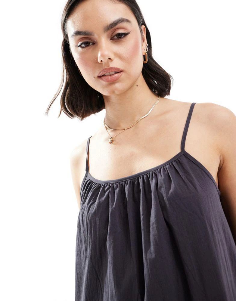 Mango Mango ruched halter neck midi dress in grey 3