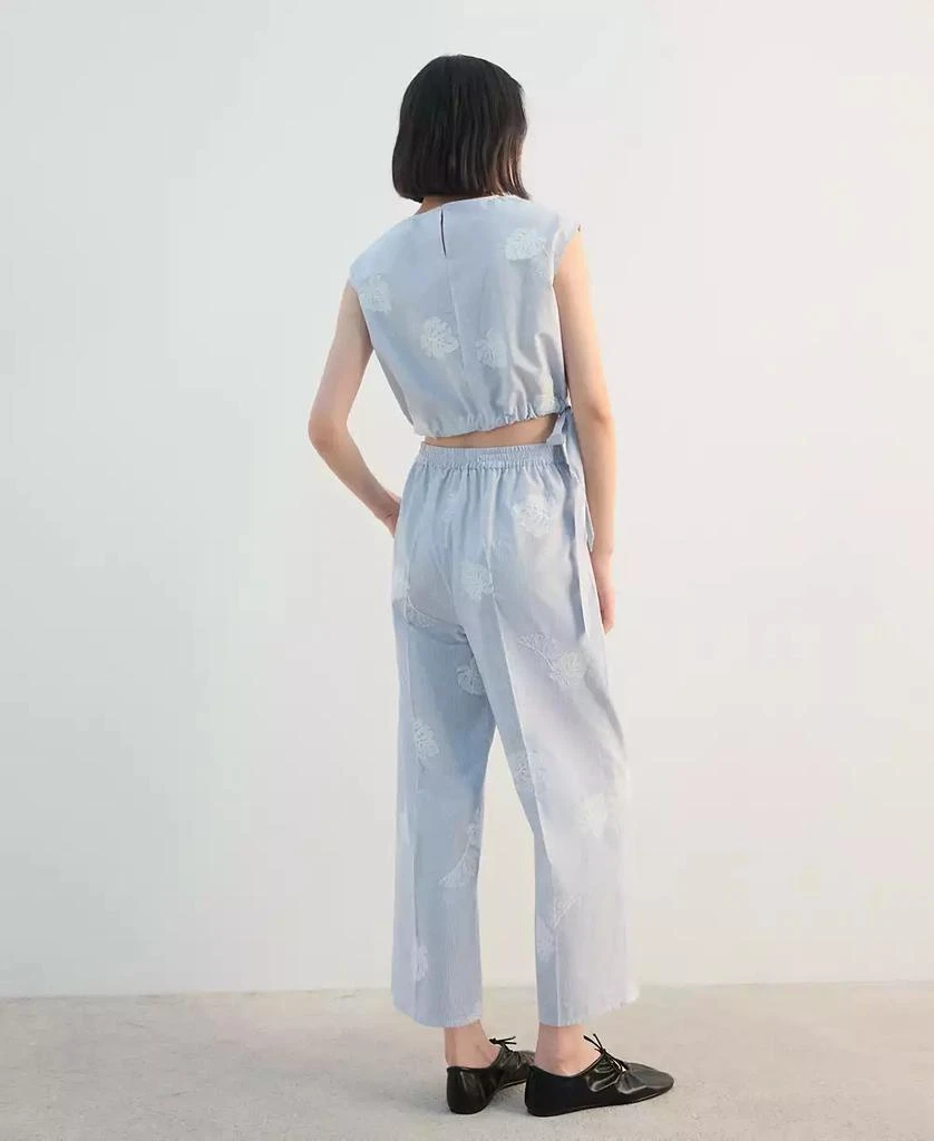 Mango Women
s Embroidered Striped Pants 3